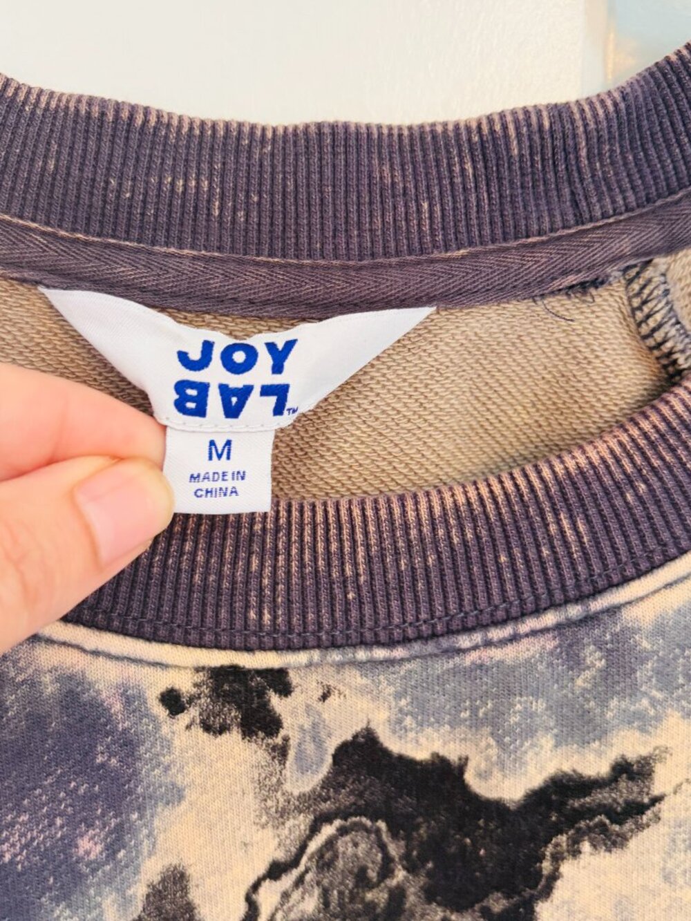 Indie Sleeze JoyLab Cloud Wash Tie Dye Cropped Crew Sweatshirt Blue Black Size M - Picture 7 of 9